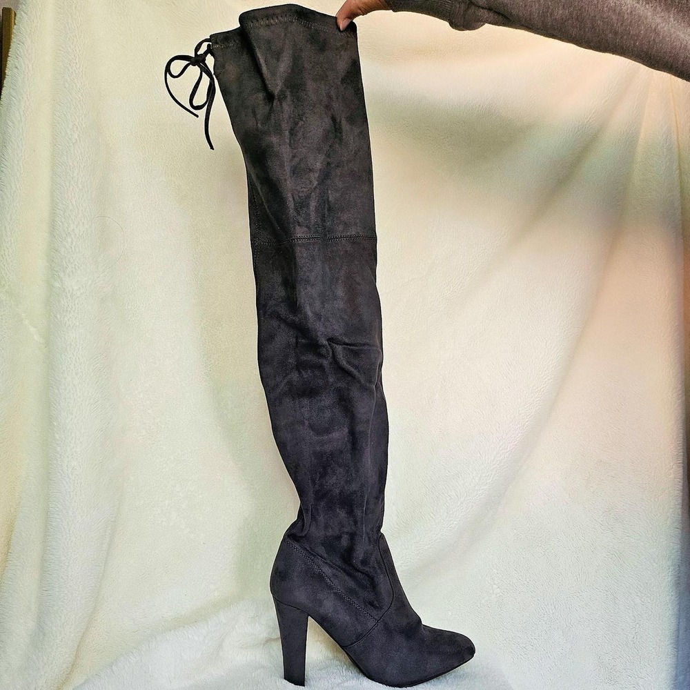 Steve Madden, Gorgeous, Grey faux suede over the knee boots